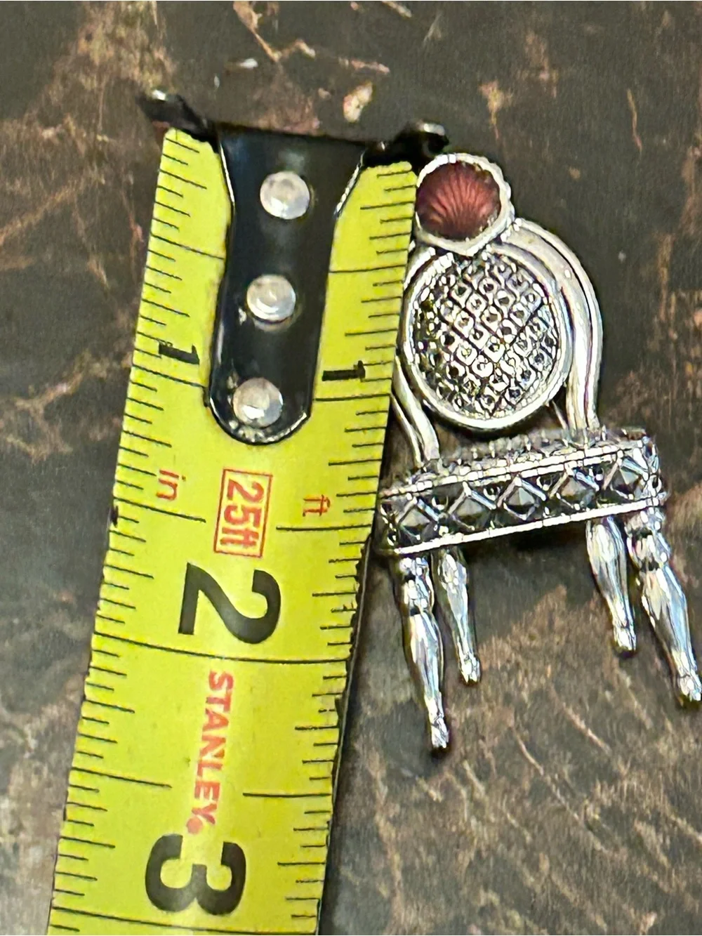 Vintage Danecraft Ornate Silver tone 3D dining chair brooch